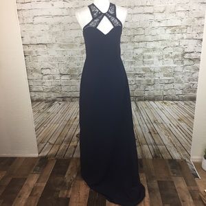 Hayley Paige navy blue lace formal dress - David's Bridal